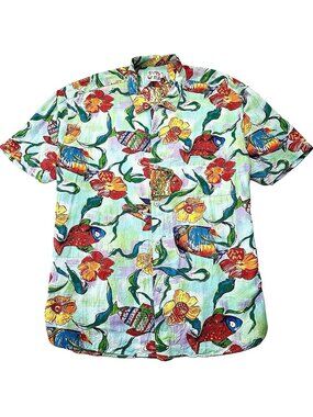 VTG 90s Jams World Hawaiian Shirt Men’s XXL Tropical Fish Crushed Rayon USA Made